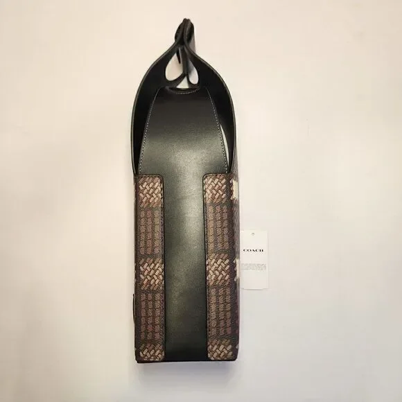 NWT Coach CN417 Wine Carrier With Plaid Print Gunmetal/Black Multi - Picture 2 of 5